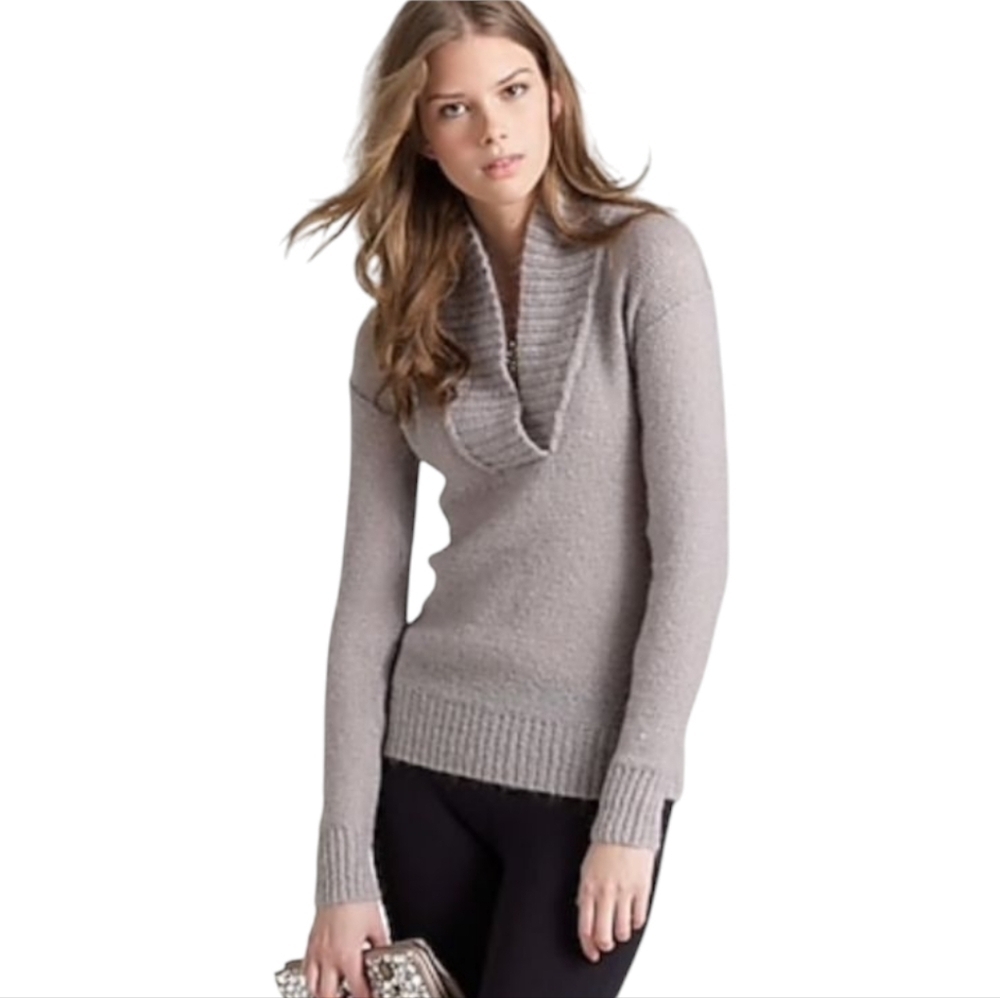 J. Crew Light Gray Wool Mohair Blend Super Soft Pop Over Sweater Size Small